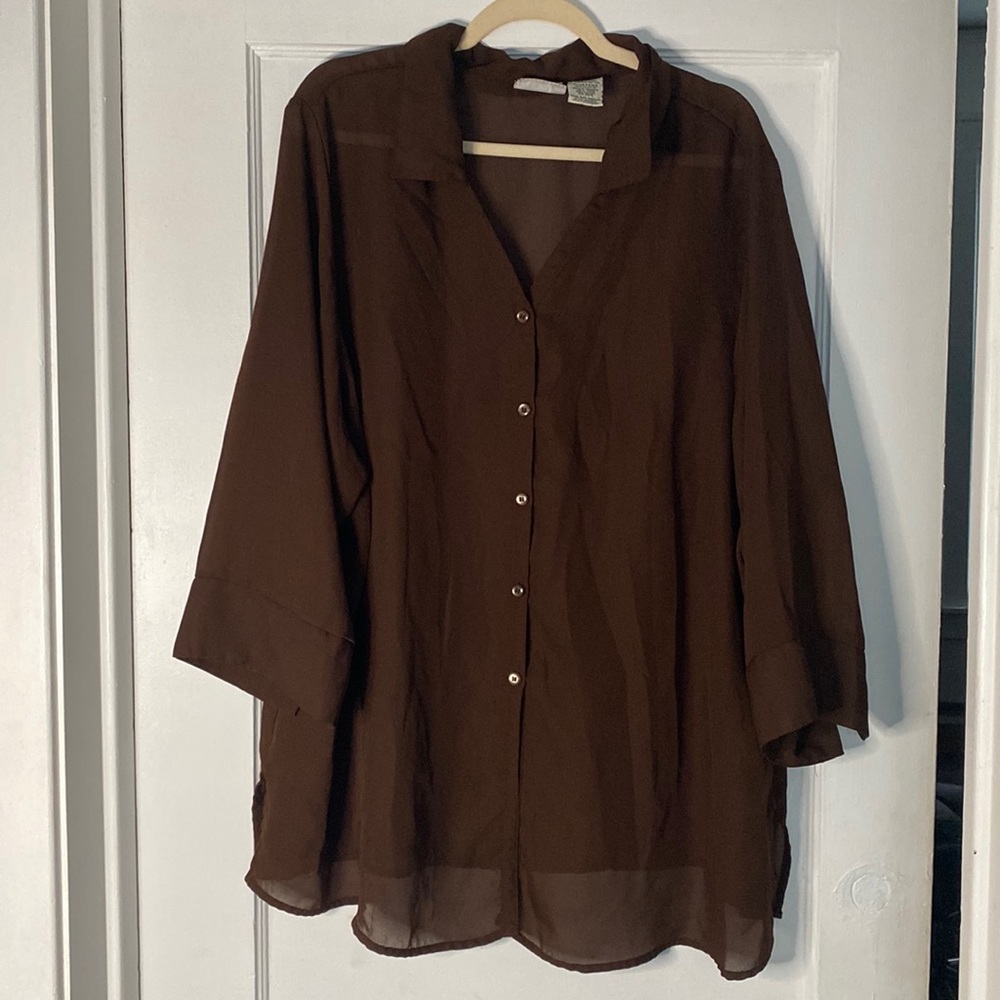 vintage brown 3/4 sleeve blouse